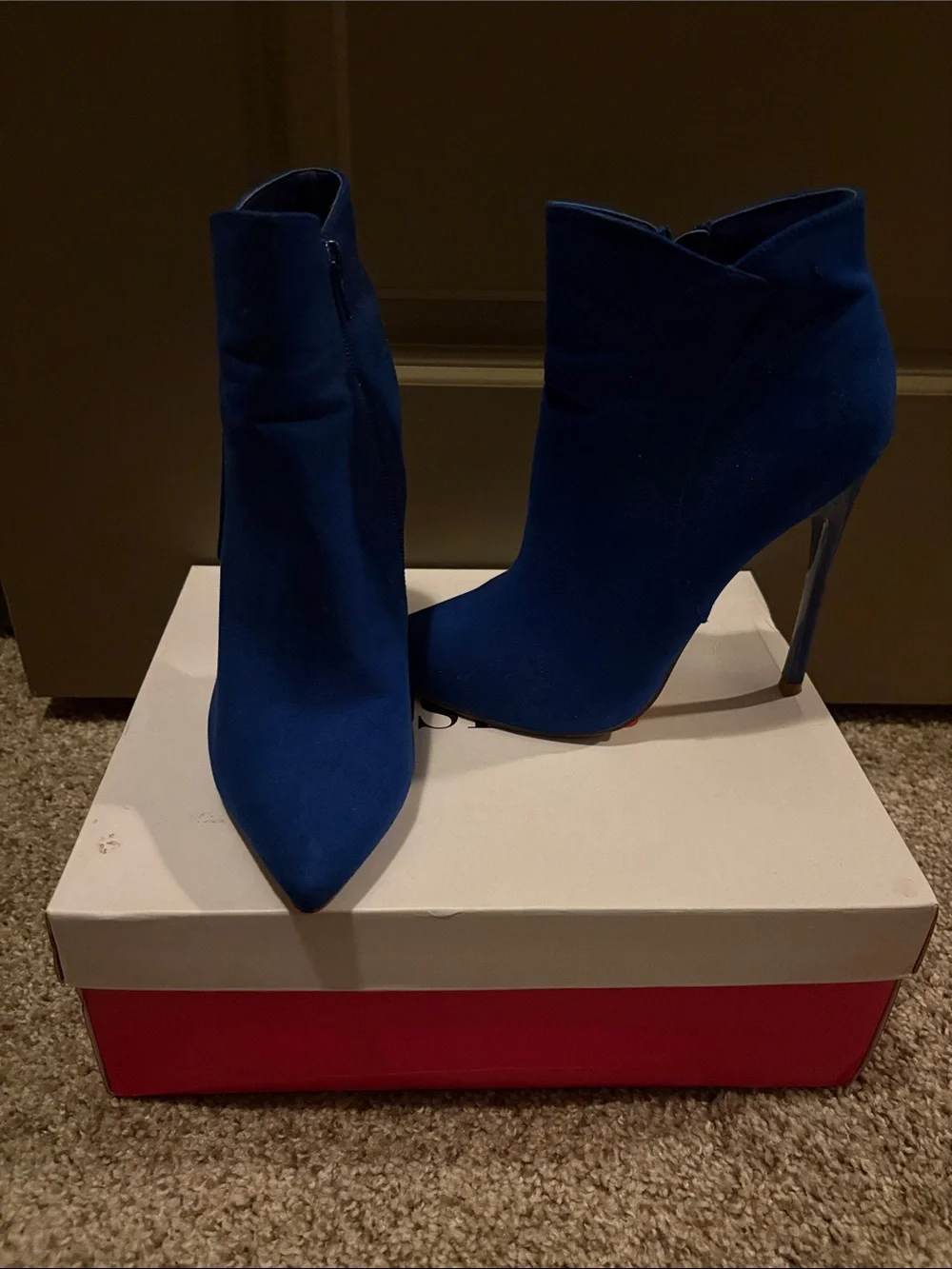 JustFab Royal Blue Pointed Toe Stiletto Ankle Boots